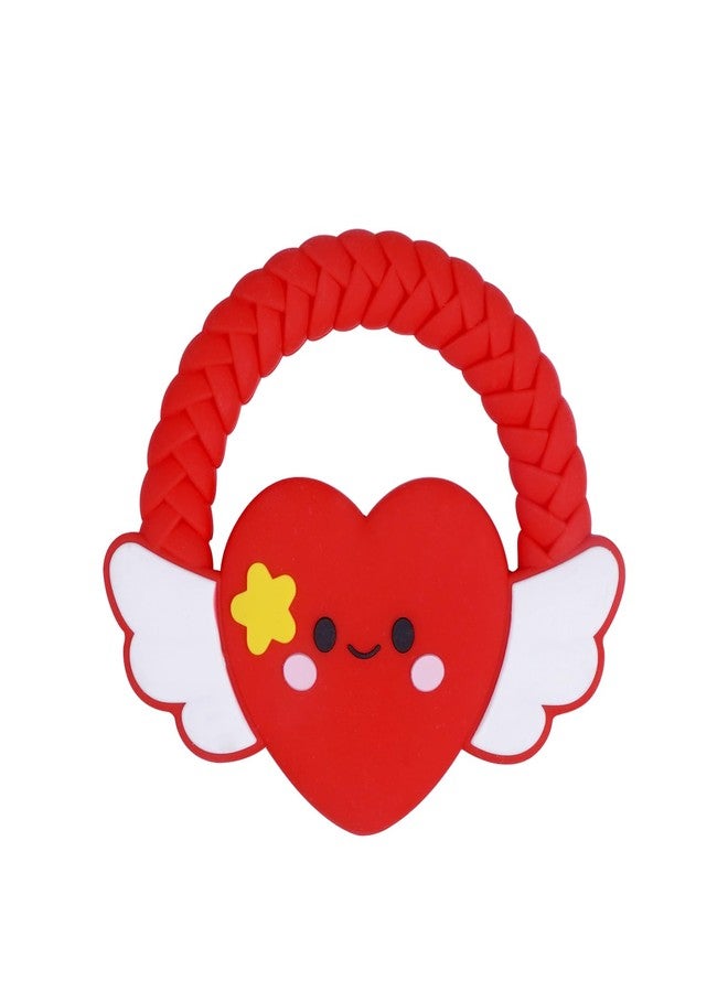 AmazingM Silicone Baby Teether Ring Toy,Must Haves Teething Relief Chew Toys for 0-6,6-12 Months Boys and Girls,Newborns Essentials,Safe and Soft,BPA Free. (Red Heart) - Image 1